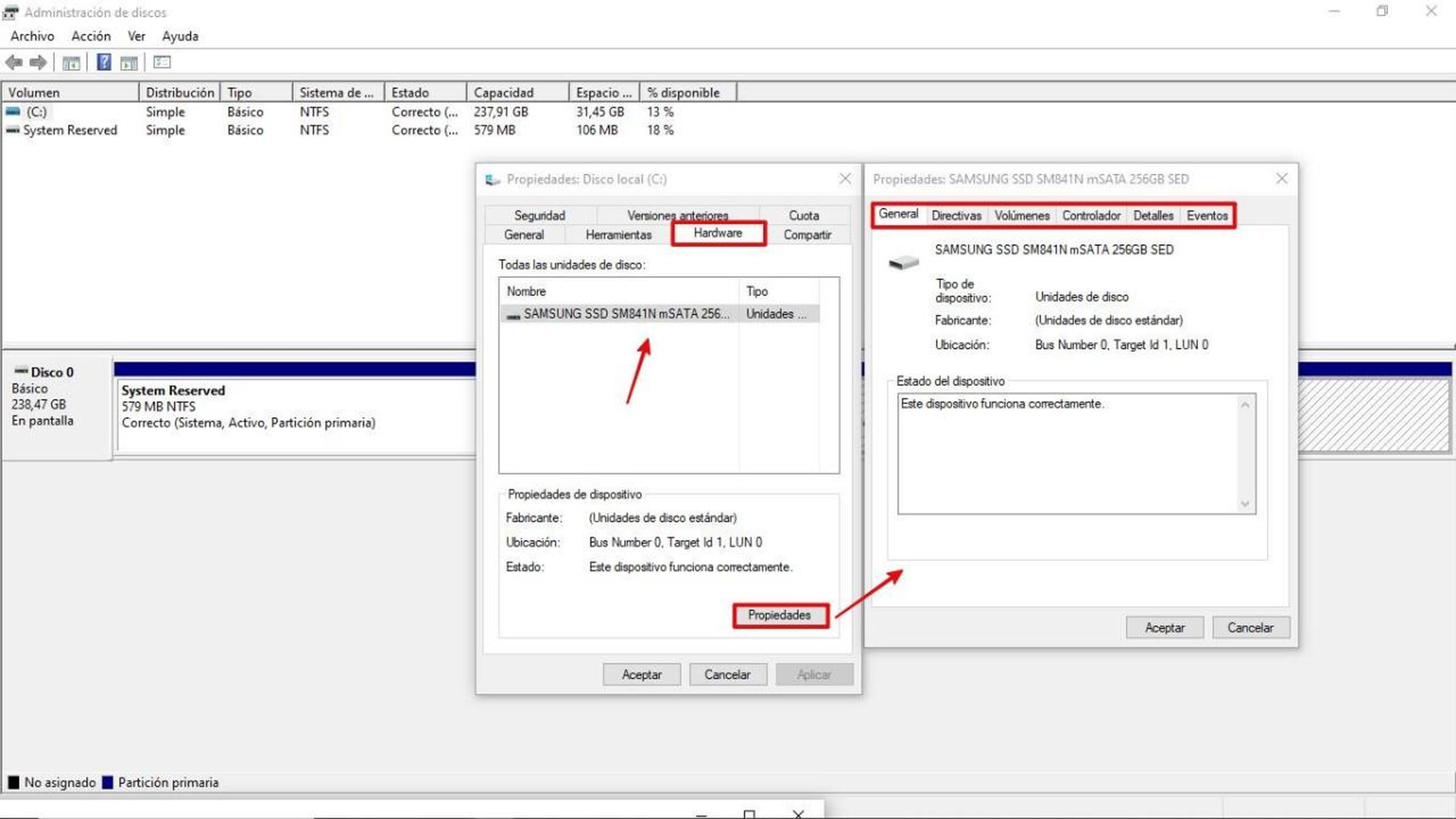 Administrador de Discos de Windows
