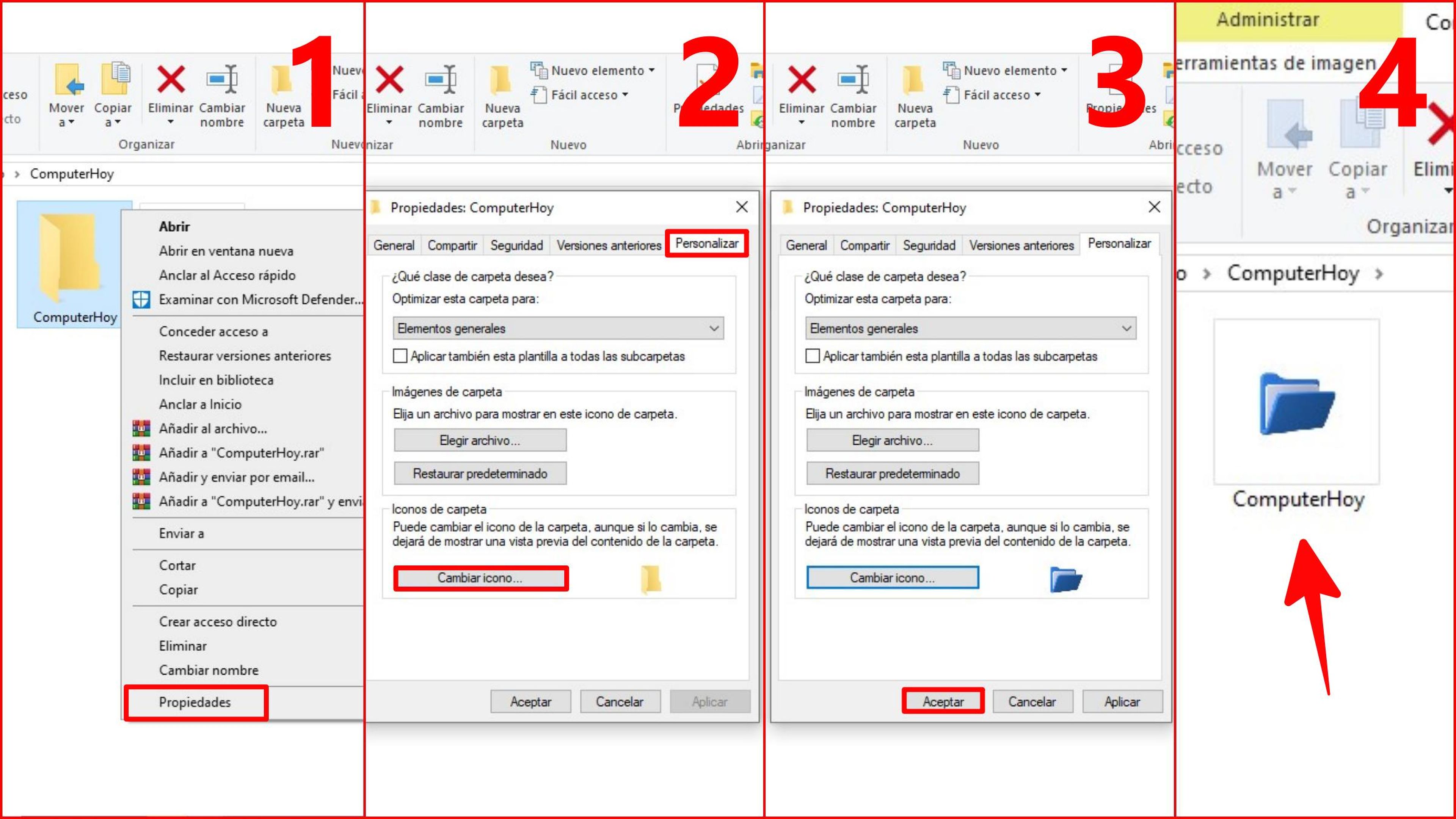 Cambiar icono de carpetas con las Propiedades de Windows
