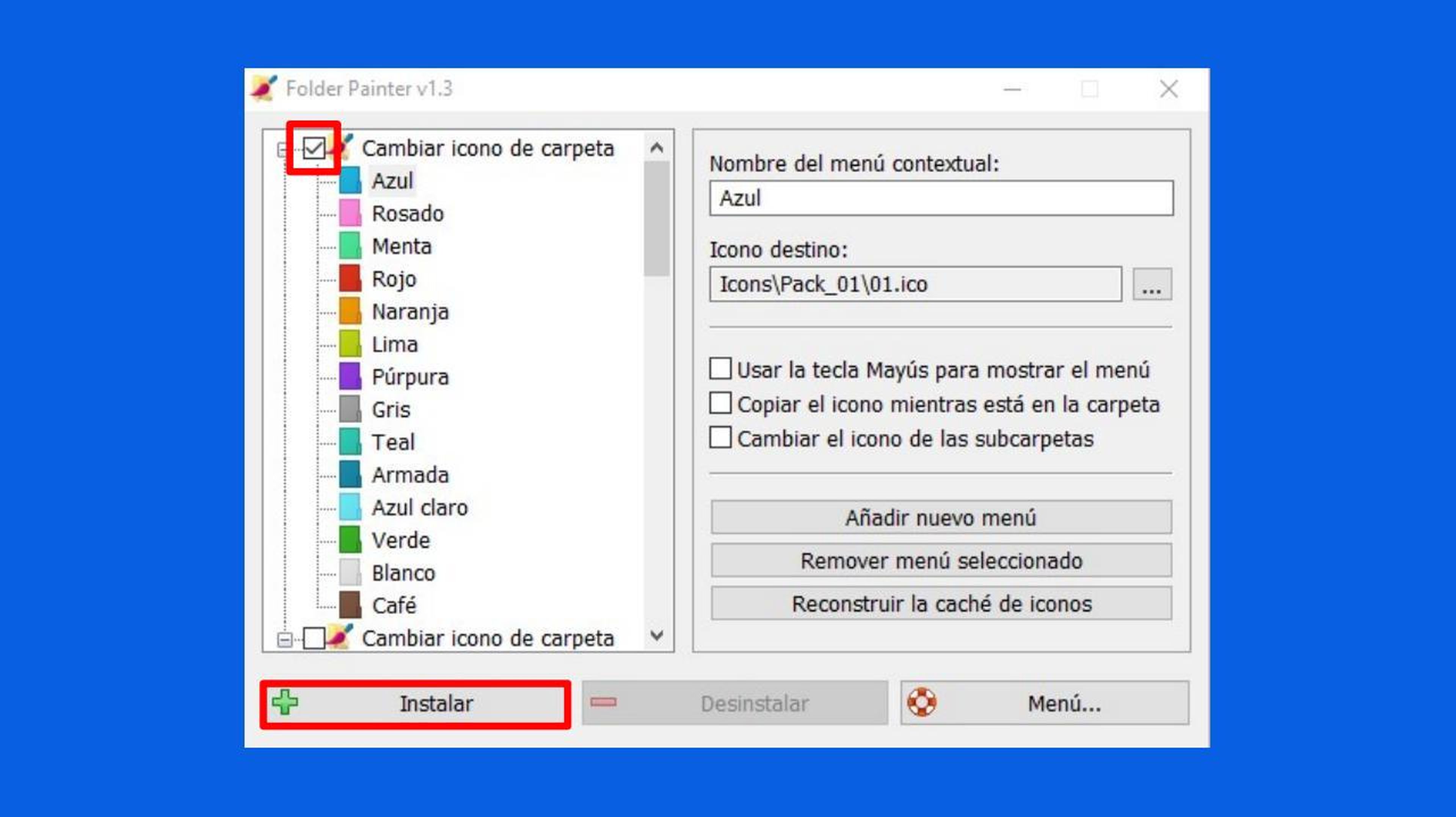 Colores de Folder Painter