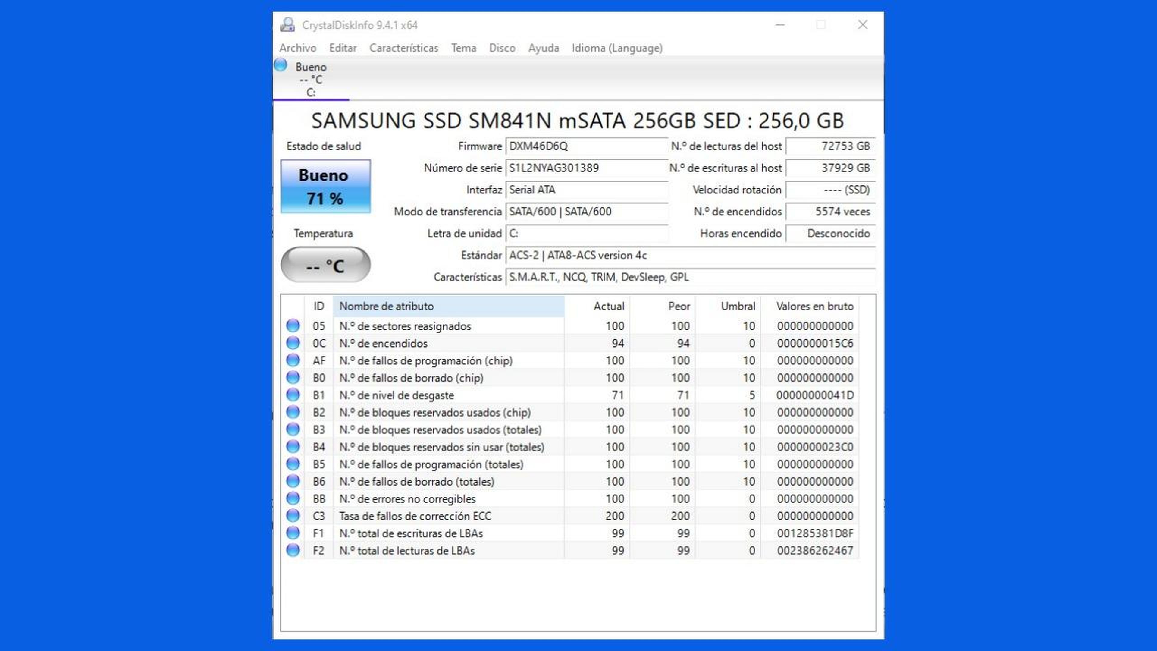 Estado de Salud de SSD con CrystalMarkInfo