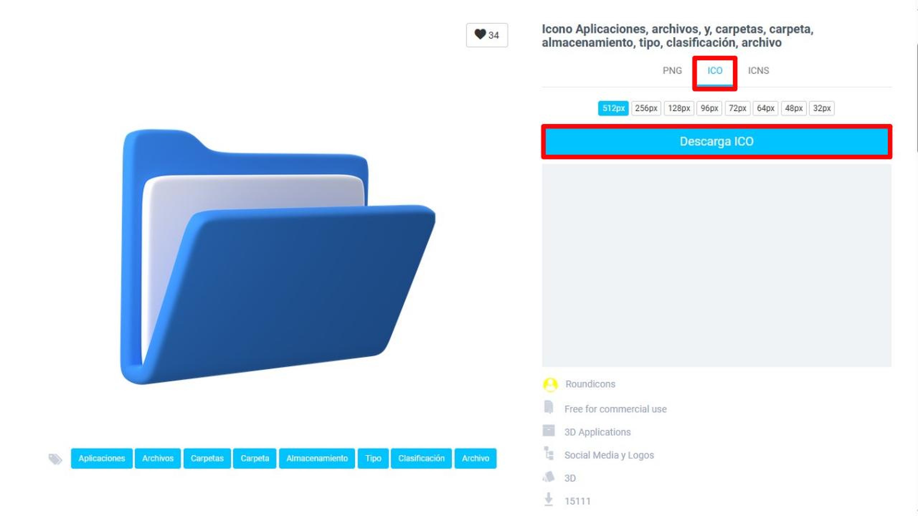 Formato ICO en Free Icons
